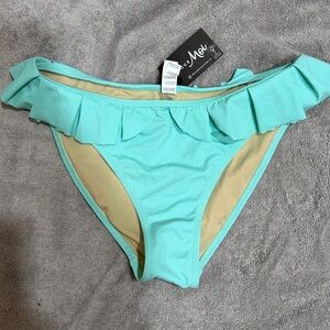 POUR Moi Aqua Ruffle Bikini Bottoms NWT
